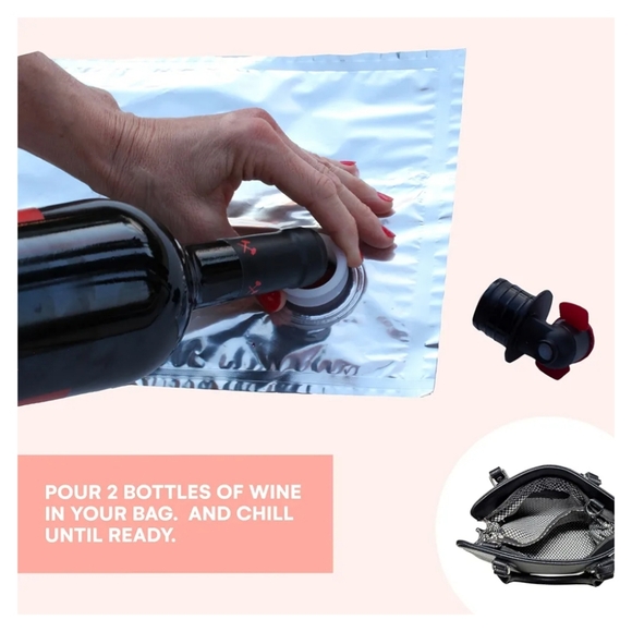 Porto Vino Canvas Wine Tote Bag with Hidden Spout & Dispenser Flask, One Size - Picture 7 of 15